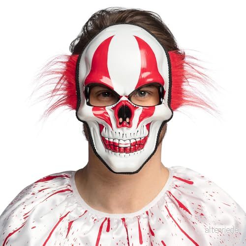 Boland 72369 Skräck clownmask med hår, karnevalmask för kostymer, halloween, karneval och temafest 8712026723697