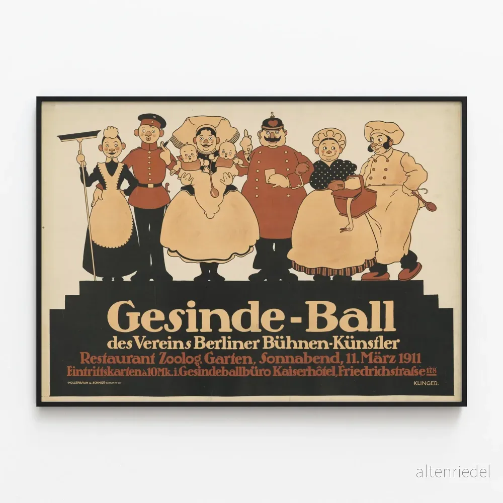 Vintageposter Gesinde-Ball Berlin 1911 väggdekoration Vintageposter Gesinde-Ball Berlin 1911 väggdekoration