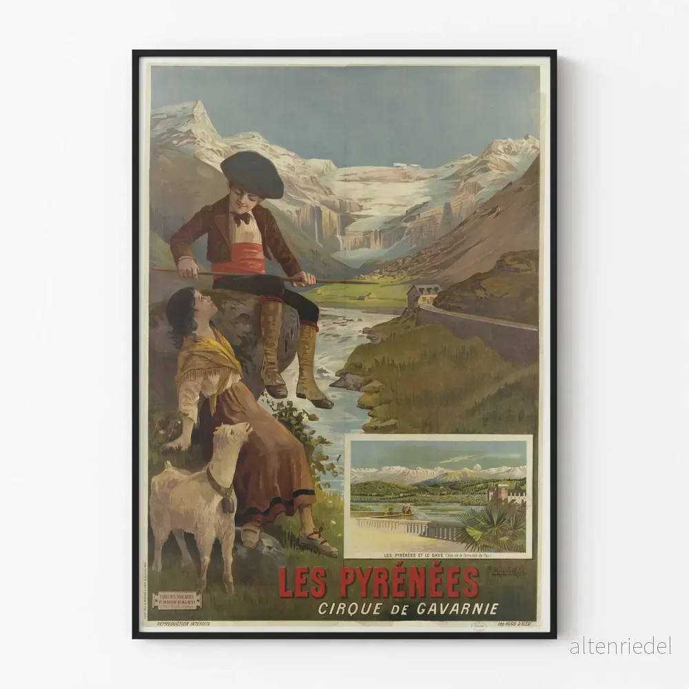 Vintageposter Les Pyrénées Gavarnie-cirkusen Väggdekoration