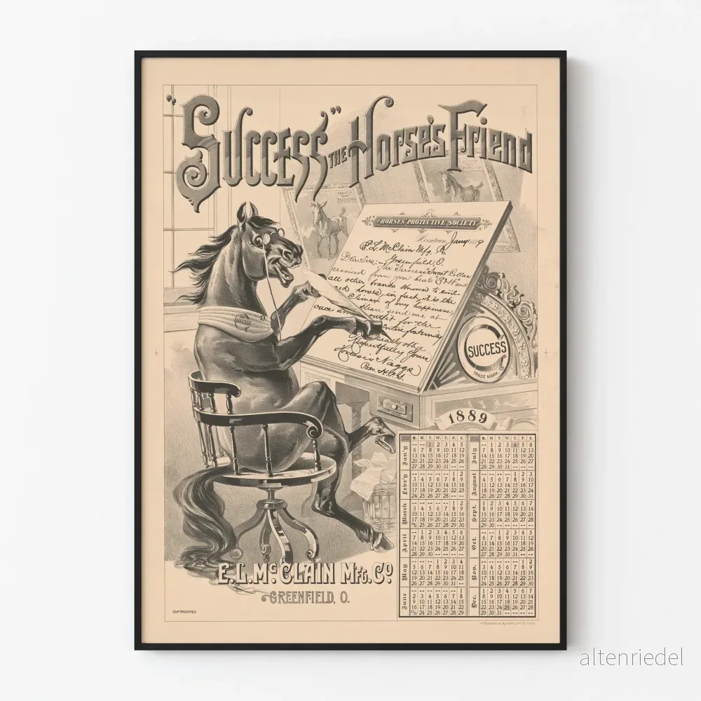 Vintageaffisch med häst författare 1889