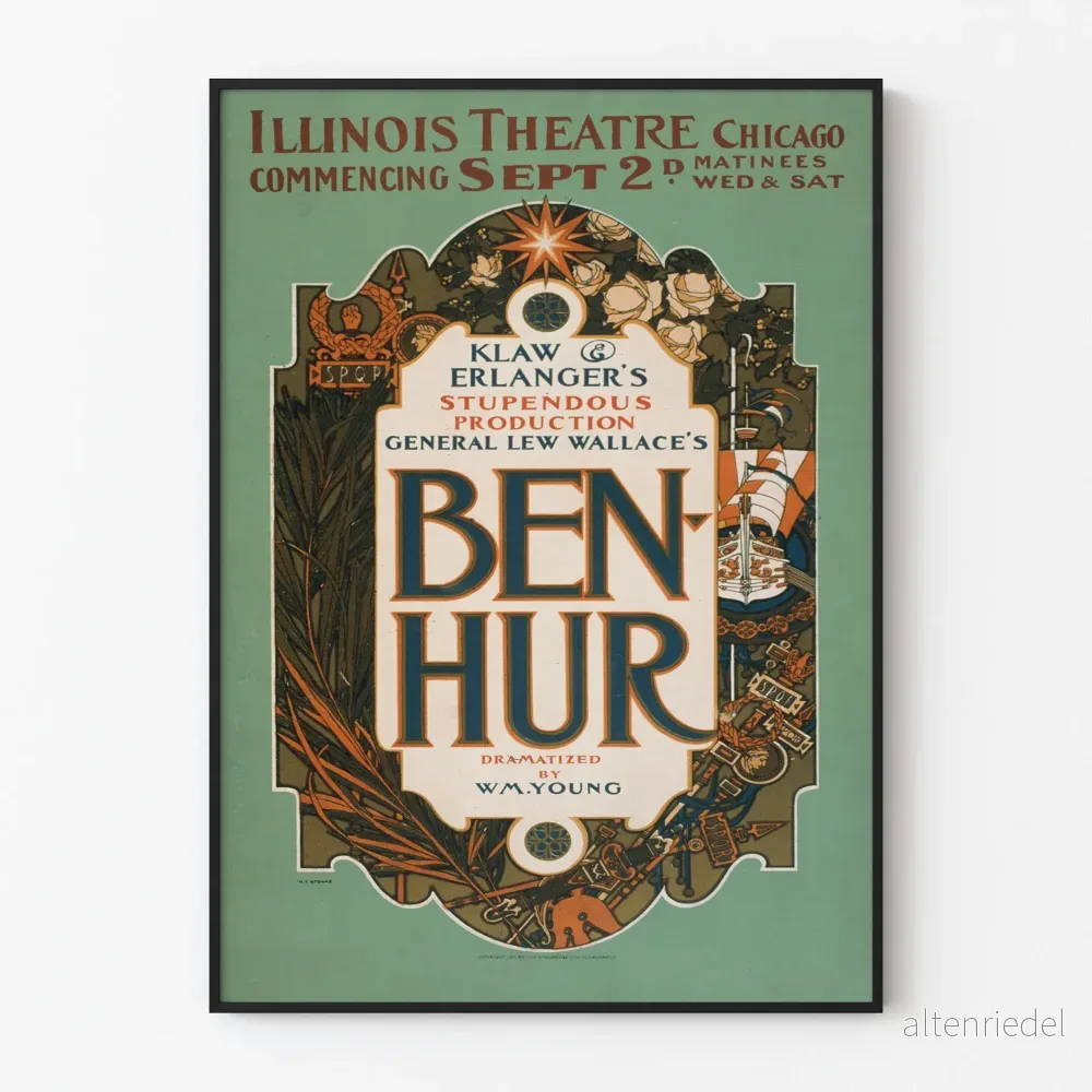 Vintageposter Ben-Hur Illinois Teaterdepå Chicago