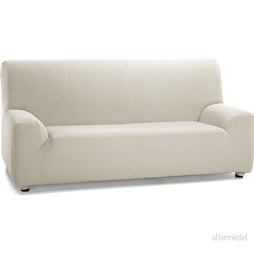 ECOMMERC3 Stretchigt och extra mjukt sofföverdrag för 2 sits soffa 100% elfenbensfärgat justerbart tillverkat i Spanien 8435767357944