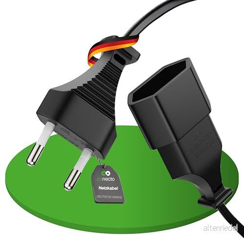 conecto förlängningskabel nätsladd, rak Eurokontakt till Euro Straight Socket, strömkabel för hushållsapparater, 2,00 m, svart 4250684933675