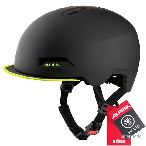 ALPINA Unisex Vuxna, BROOKLYN Cykelhjälm, black neon yellow matt, 57 61 cm 4003692310293