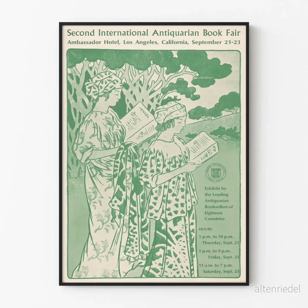 Vintageposter för den internationella antikmässan för böcker i Los Angeles