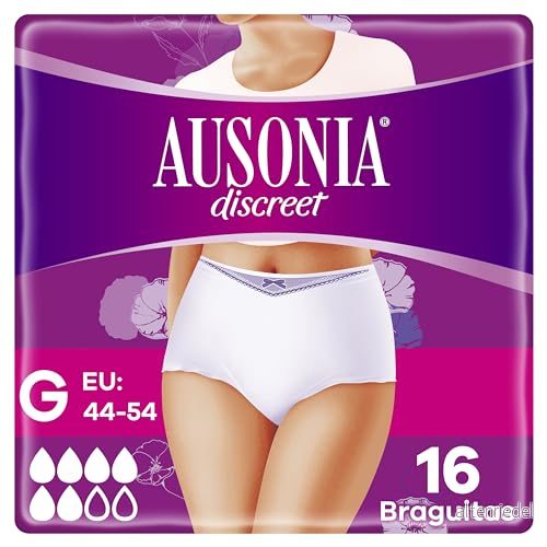 Ausonia Diskreta Byxor Komprimerar Inkontinens Kvinna, Plus, 16 enheter, Trosor för urinförlust Plus Size 4015400738381