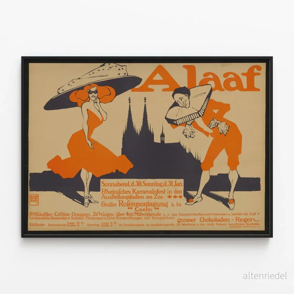 Vintageaffisch Alaaf för festlig väggdekoration