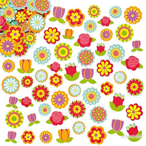 Baker Ross skumklistermärken i blomform för barn att dekorera kort och pysselprojekt 144 stycken 5051174040939