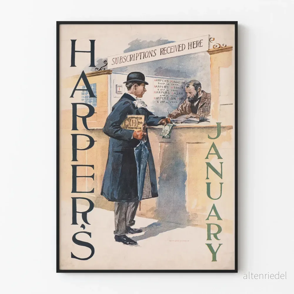 Vintageposter från Harper’s Magazine januari 1894 för väggdekoration Vintageposter från Harper’s Magazine januari 1894 för väggdekoration