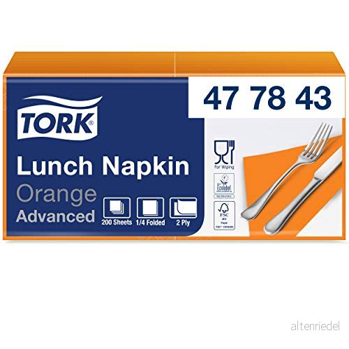Tork 477148 matservetter, 10 x 200 (2000) pappershandduksservetter, apelsin, 2000 7322540772616