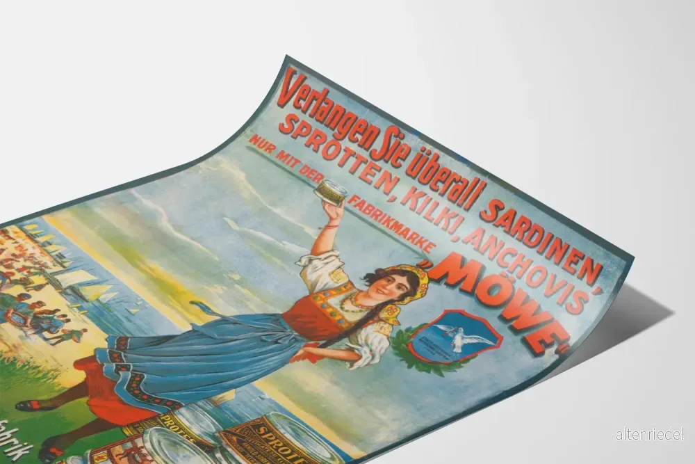 Vintage reklamposter MÖWE konservar Arnold Sörensen Riga - Bild 3