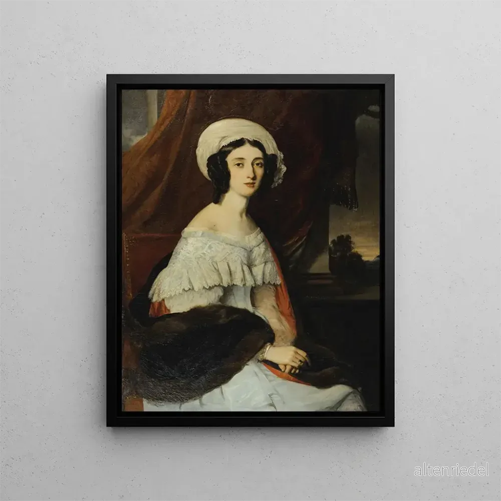 Målning porträtt av Eugénie Gabrielle Barbou des Courières baroness Rivet - Alexandre Marie Colin | Konsttryck