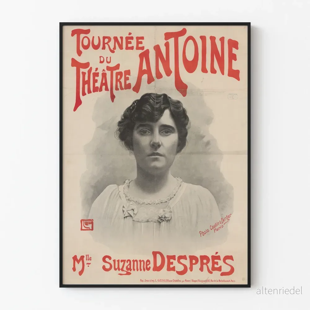 Vintageposter för Antoine-teaterns turné med fröken Suzanne Després