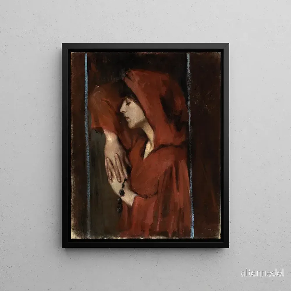 Målning Femme au chaperon rouge – Alice Pike Barney | Konsttryck Målning Femme au chaperon rouge – Alice Pike Barney | Konsttryck