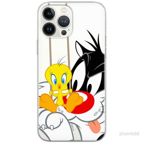 ERT GROUP mobiltelefonfodral för Samsung A51 originalt och officiellt licensierat Looney Tunes mönster Sylvester & Tweety 002 Vit anpassad till formen på mobiltelefonen, gedeeltelijk transparant 5903537532448