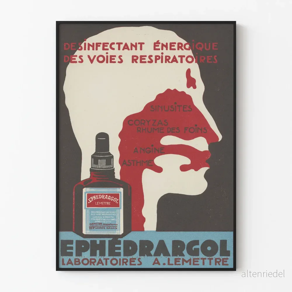 Vintageposter Ephédrargol Desinfektionsmedel för luftvägar