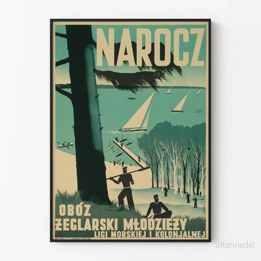 Vintageposter Narocz – Seglingsläger för ungdomar från Maritima och koloniala ligan Vintageposter Narocz – Seglingsläger för ungdomar från Maritima och koloniala ligan