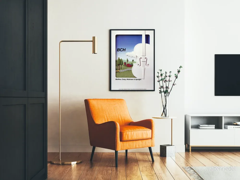 Dekorativ poster med vit violin och landskapsbild - Bild 2