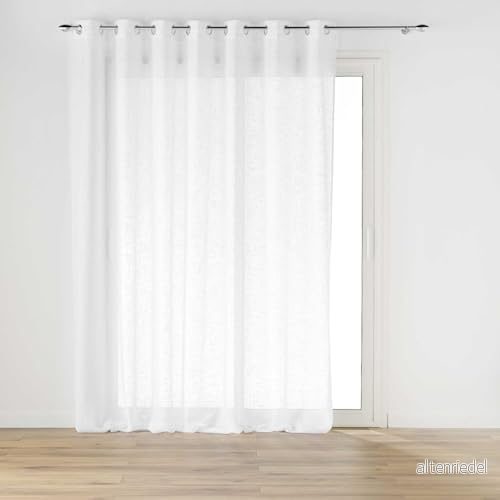 douceur d'intérieur, Slöja med öljetter (240 x 240 cm) vit Haltona, vävd linneeffekt 3574386276313