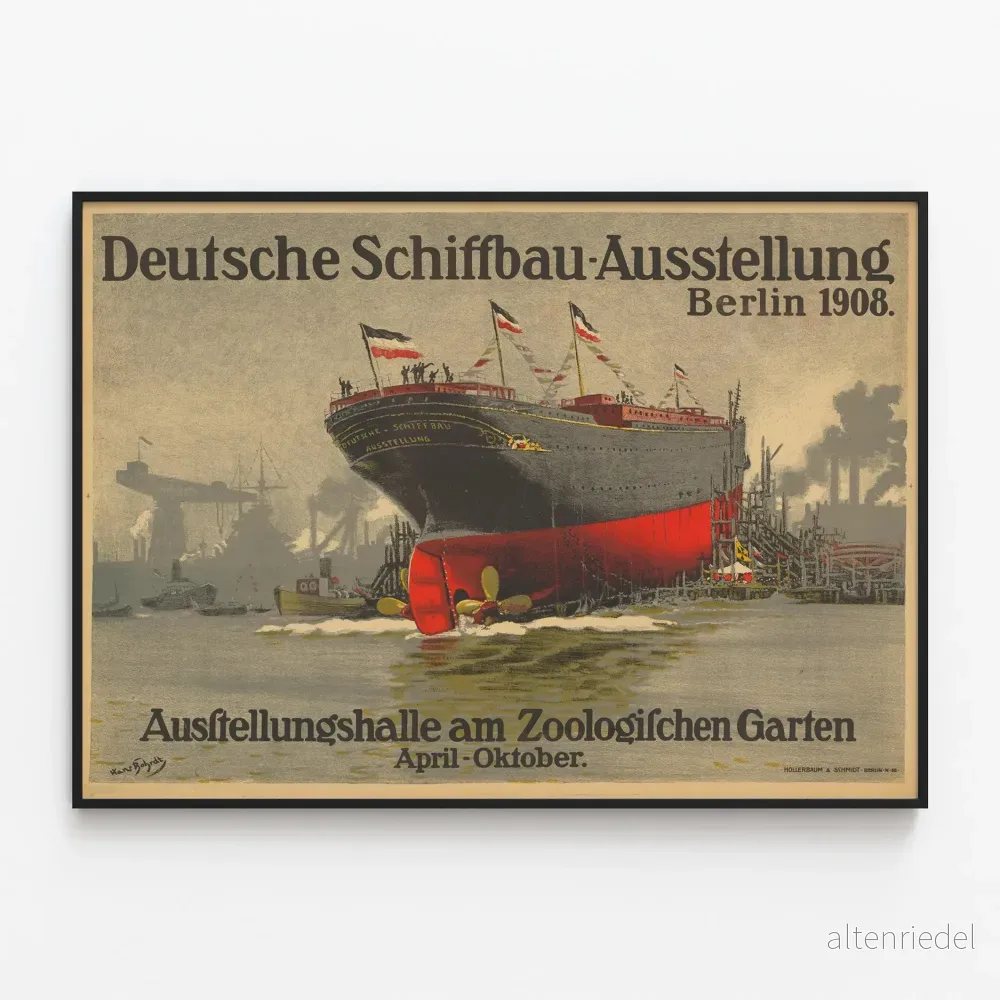 Vintageposter för Tyska byggutställningen i Berlin 1908