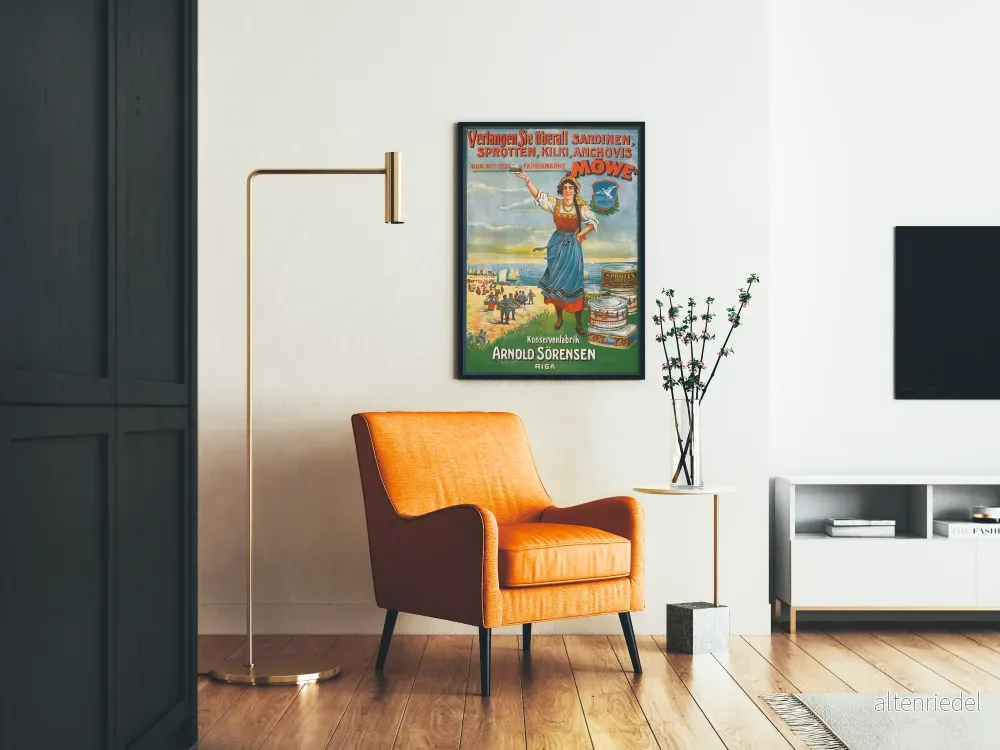 Vintage reklamposter MÖWE konservar Arnold Sörensen Riga - Bild 2