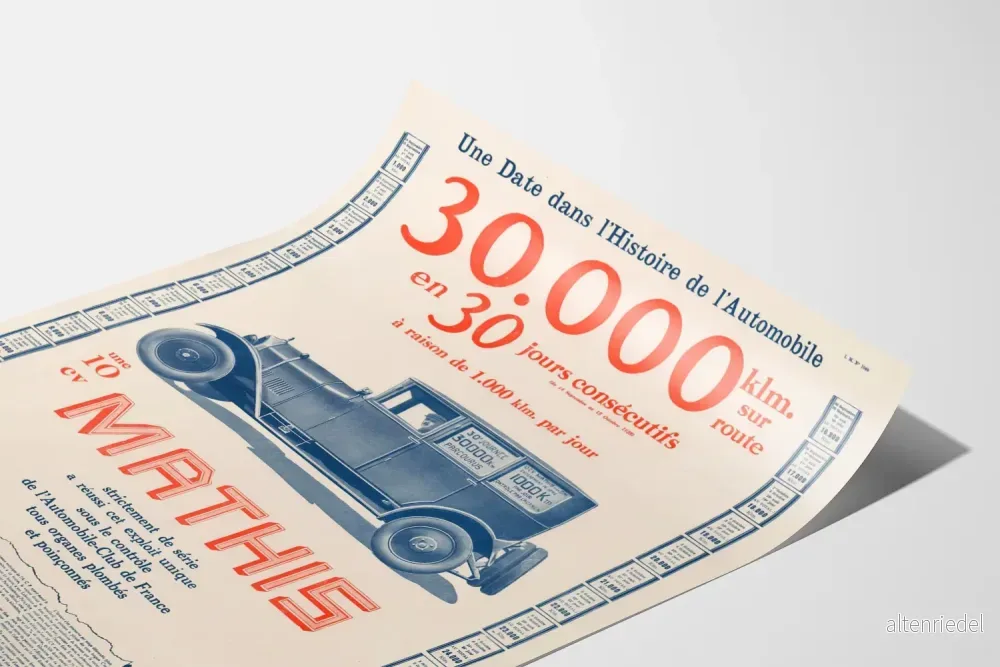 Vintageposter Mathis 30 000 km på 30 dagar - Väggdekoration för bil - Bild 3