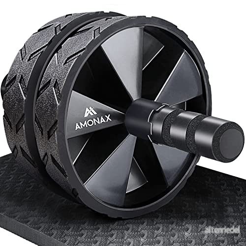 Amonax Magtrimmare/magtränare/ab roller/magmuskeltränare/ab wheel set, med halkfri och väl vadderad knämatta/knästöd, för män kvinnor, magmuskelträning 5060701320215