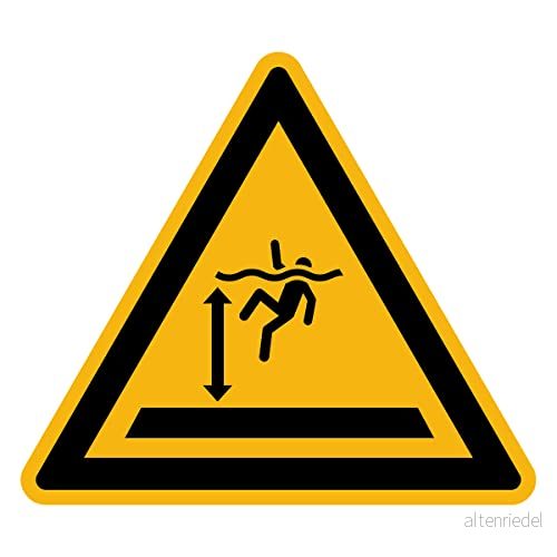 Danger Warning NF ISO7010 klistermärke laminerad triangulär signaltejp vatten och UV resistent fara djupt 35 x cm 5415231815593