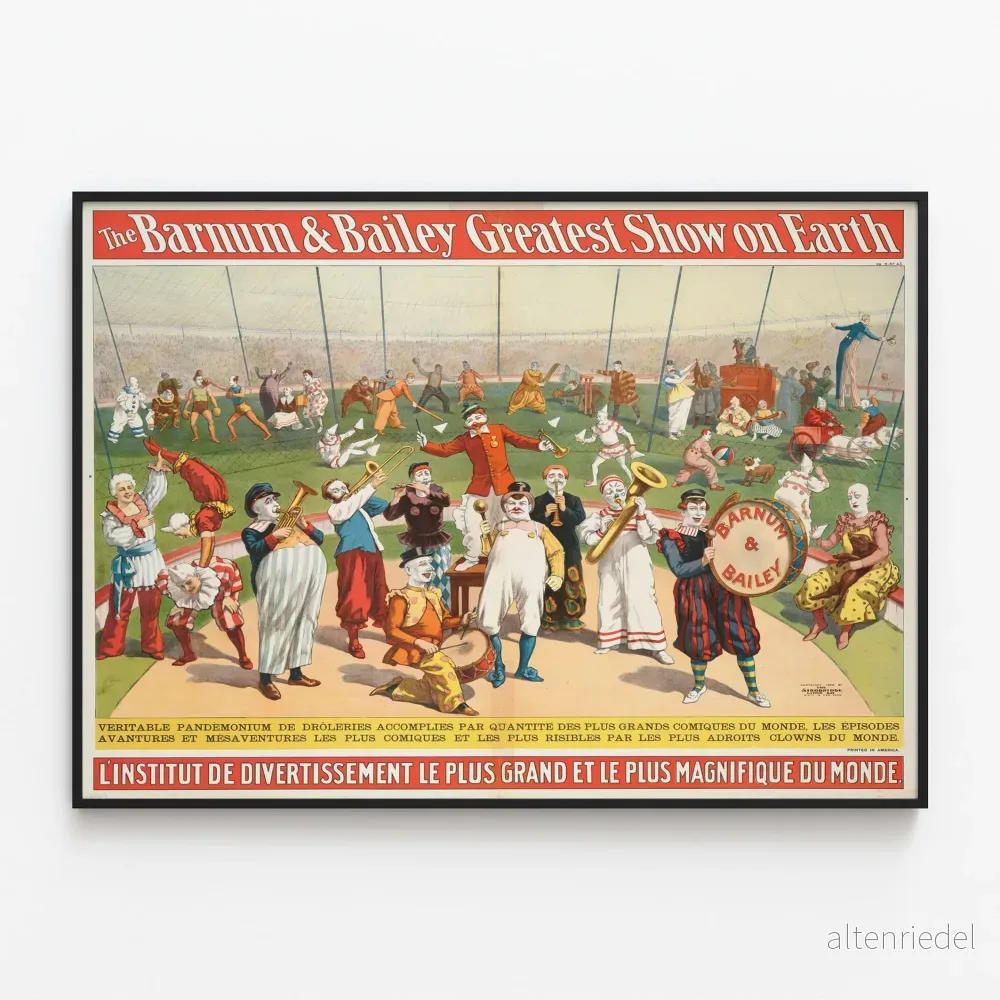Vintageaffisch Barnum & Bailey - Väggdekoration Cirque och Clowner