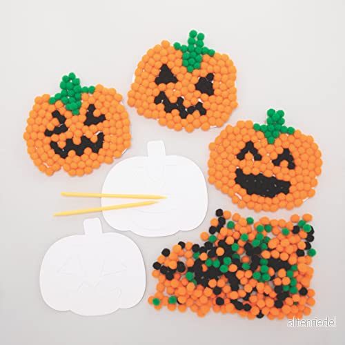 Baker Ross Pumpa pom konst kit paket med 5, halloween hantverkskit för barn, barn gör dina egna halloweendekorationer (FE773) 5051174122802