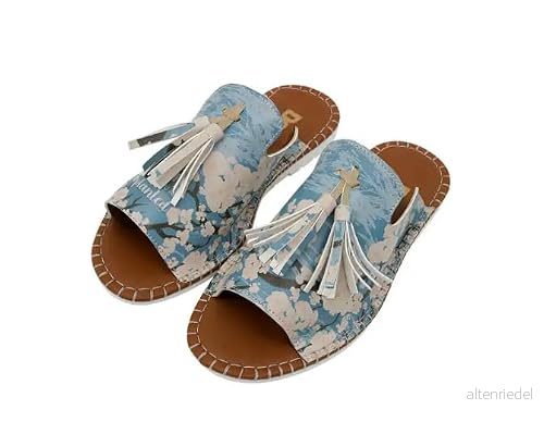 DOGO Dam veganläder blå sandaler Bloom Where You Are Planted mönster, Material: Polyester, 37 EU 8680544248438