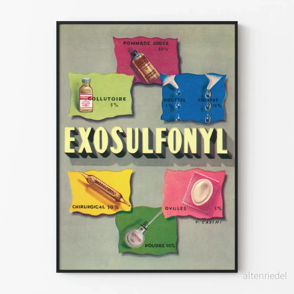 Vintage reklamposter Exosulfonyl väggdekoration