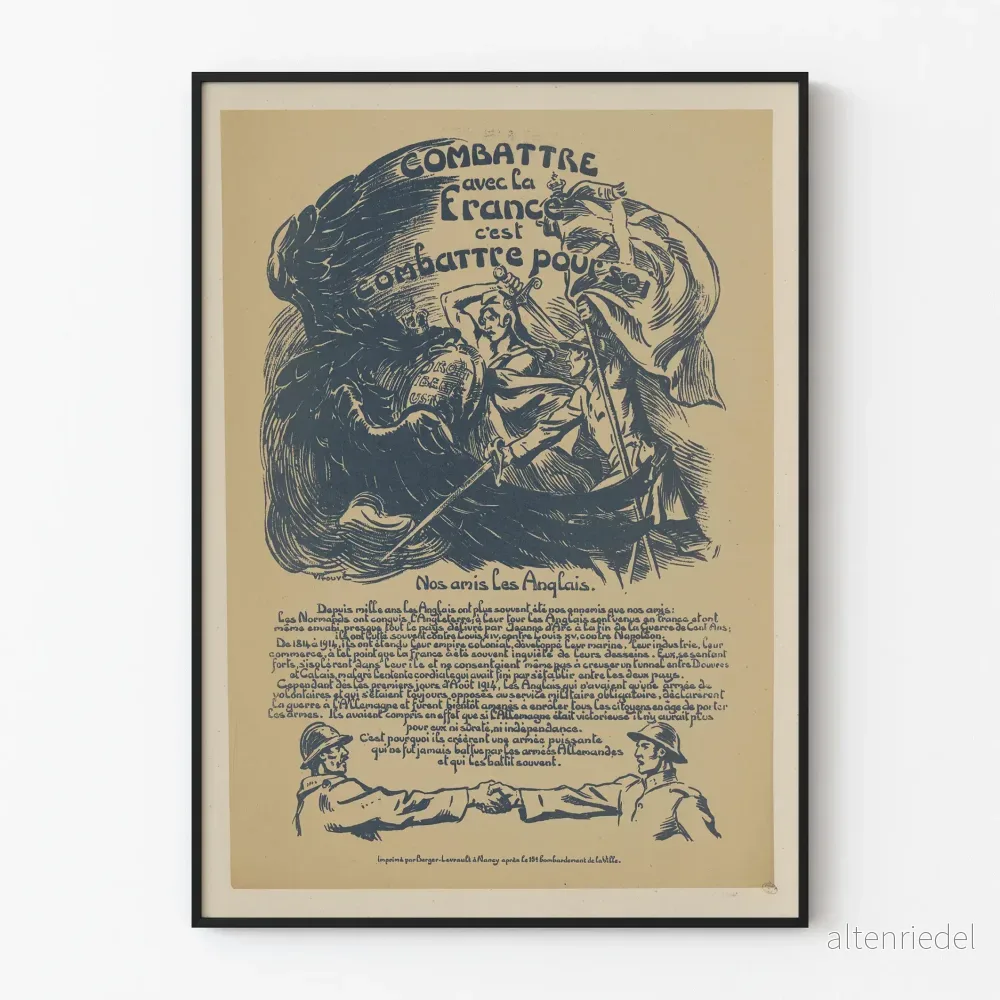 Vintage patriotisk poster «Kämpa tillsammans med Frankrike»