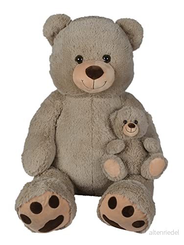 NICOTOY 6305810185 stående nallebjörn, grå, med baby, 100 cm, djur, 0 m 5400868014099