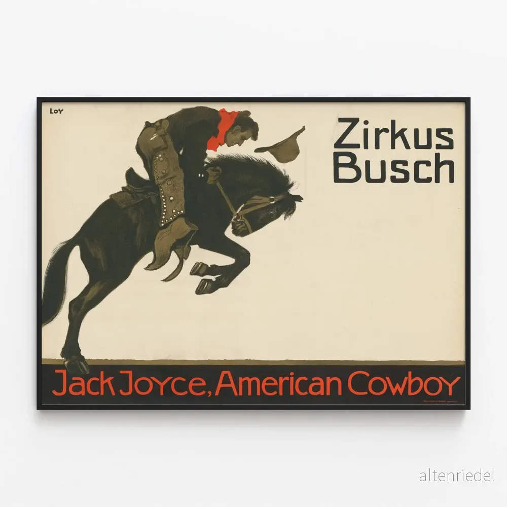 Vintageposter Zirkus Busch Jack Joyce Amerikansk cowboy