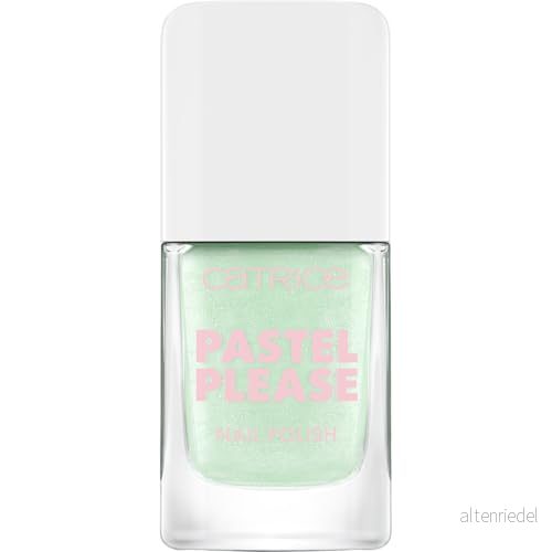 Catrice Pastel Please Nail Polish, nr 040, grön, långvarig, högpigmenterad, skimrande, färgintensiv, acetonfri, vegansk, utan mikroplastiska partiklar, parfym, 1 pack (10,5 ml) 4059729445834