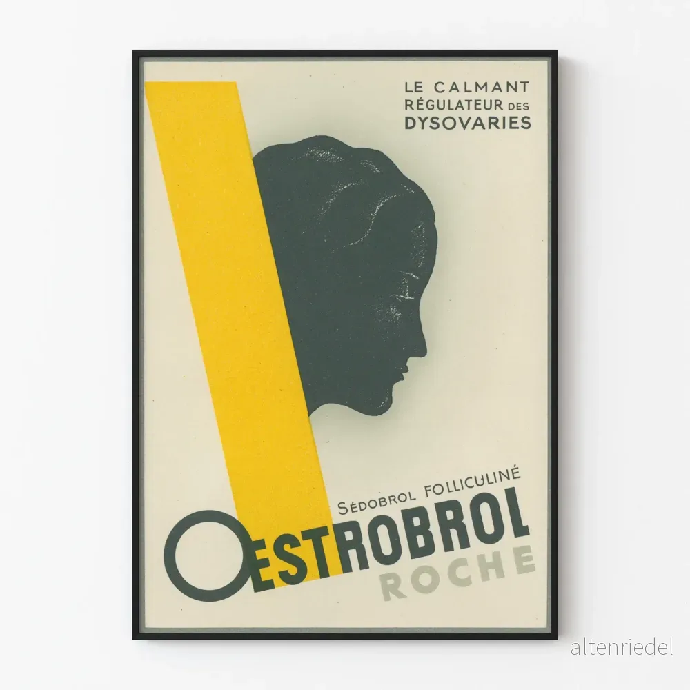 Vintage reklamposter Oestrobrol Roche för väggdekoration