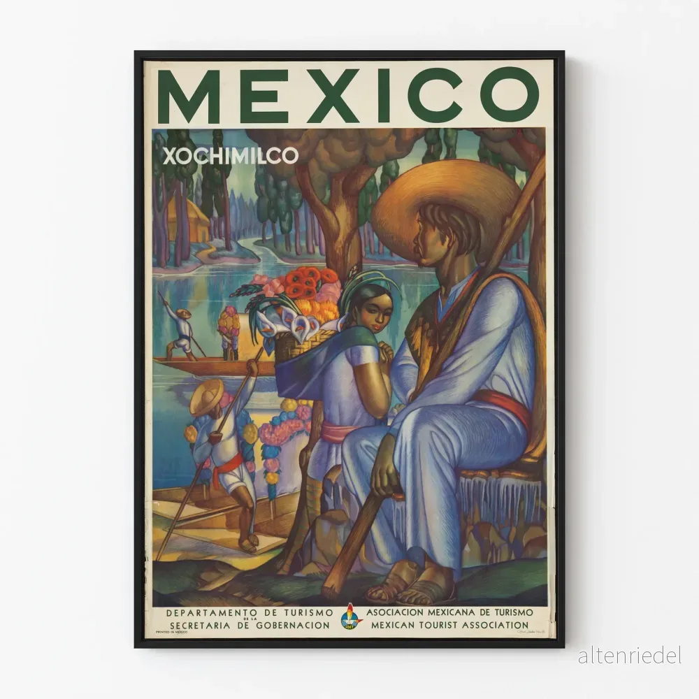 Vintageposter Xochimilco Mexiko - Konstnärlig Väggdekoration