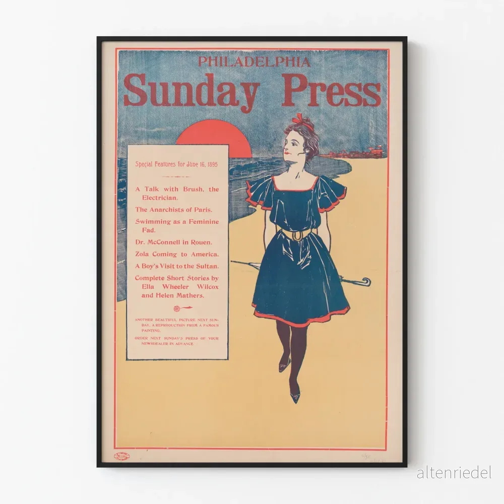Vintageposter Philadelphia Sunday Press 1895 - Retro väggdekoration