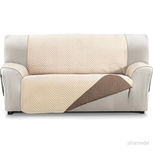 ECOMMERC3 Överdrag för 3 sits extra mjuk känsla soffa justerbart sofföverdrag med beige/brun stoppning vändbart 8435767356145