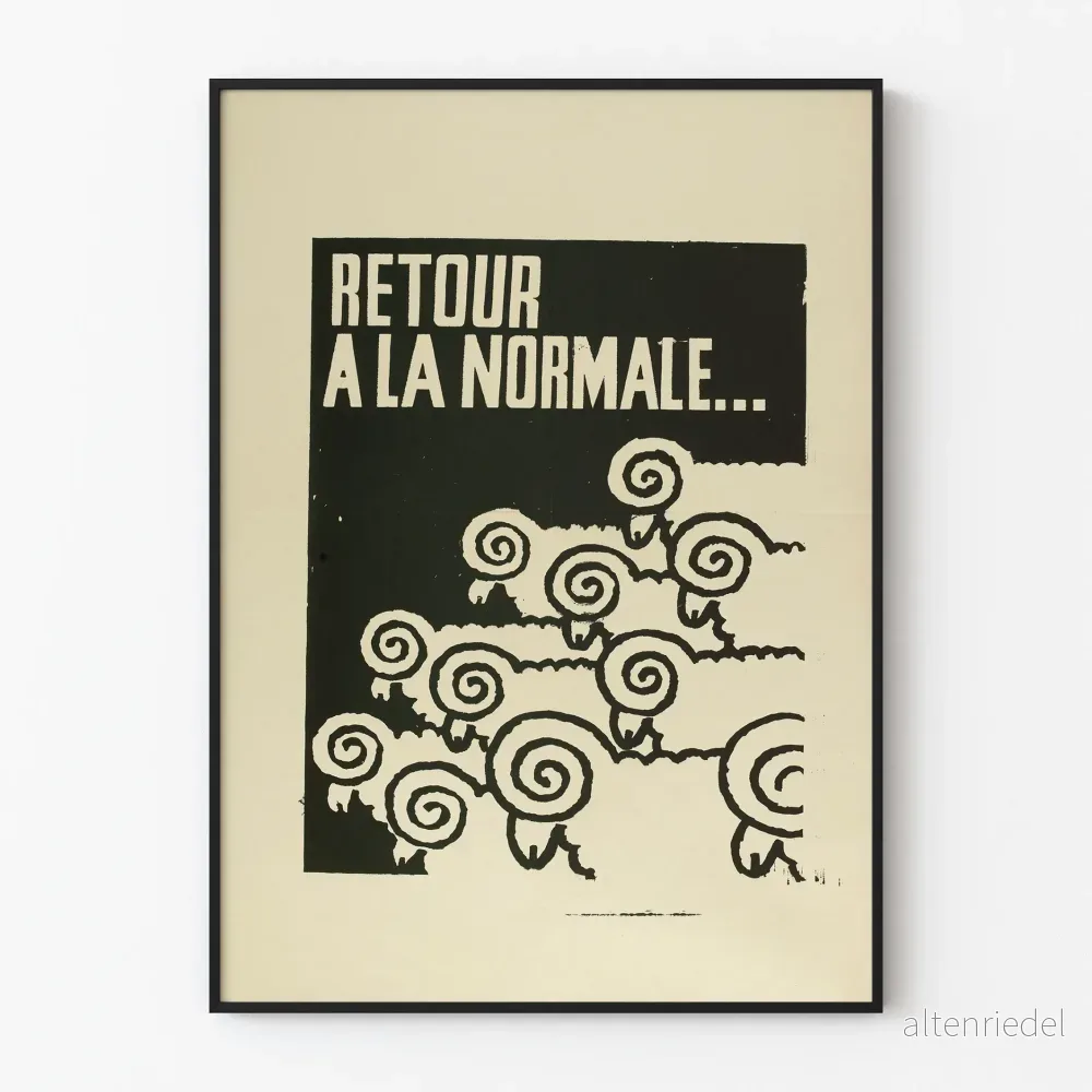 Dekorativ poster "Tillbaka till det normala" med stiliserade får