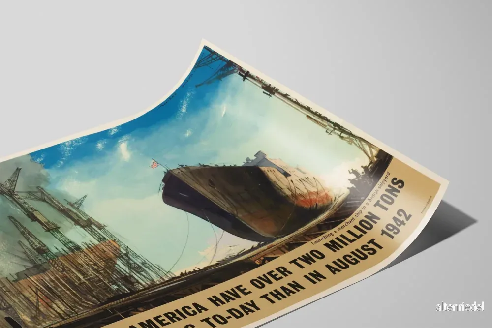 Vintage affisch av brittiska och amerikanska handelsfartyg - Bild 2