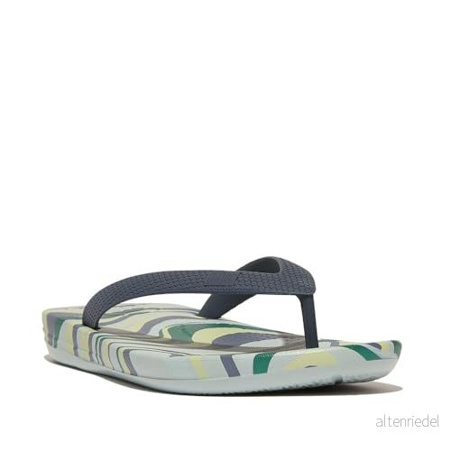 Fitflop iQUSHION Kids Junior Swirly Ergonomic Flip Flops, Sandal, Blue, 43 EU, Blå, EU 197533391153