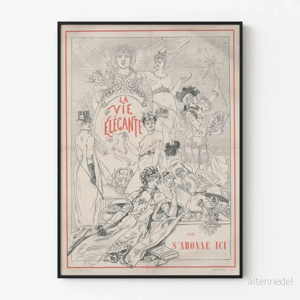 Poster La Vie Élégante av F. Rops för vintage väggdekoration Poster La Vie Élégante av F. Rops för vintage väggdekoration