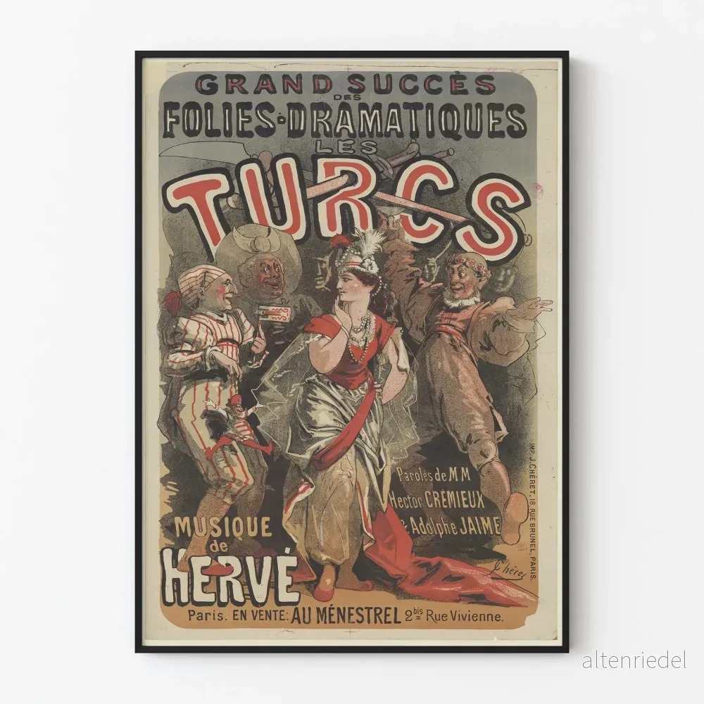 Vintageaffisch för teatern Les Turcs des Folies Dramatiques