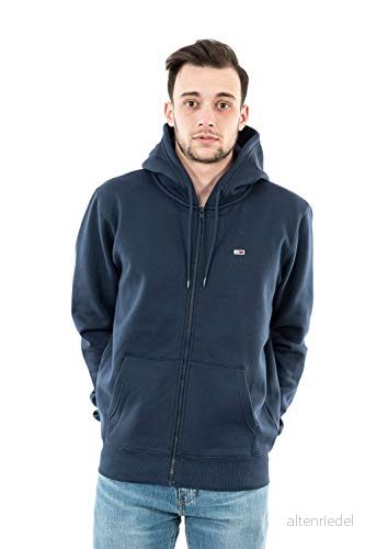 Tommy Jeans herr TJM normal fleece dragkedja huvtröja tungvikt genomgående, Blå (Twilight Navy), L 8720112697005