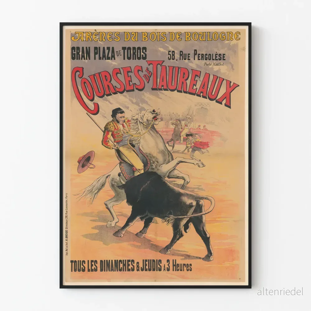Vintageposter av Arenéerna vid Bois de Boulogne - tjurfäktningslopp