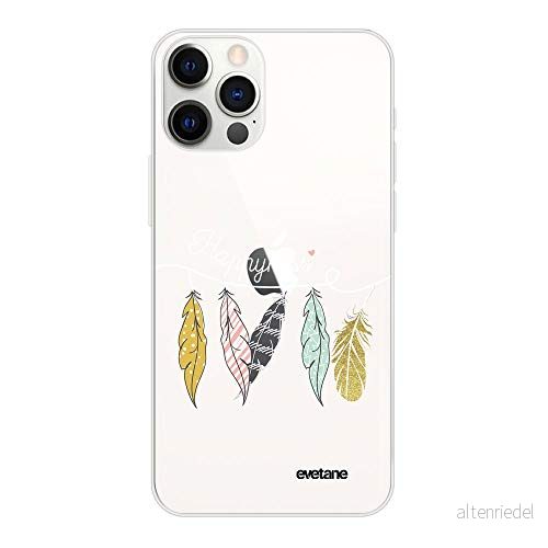Evetane fodral kompatibel med iPhone 12/12 Pro mjukt silikon, solid, ultratunt, skyddande transparent lycklighet mönster trendigt 3666087665272