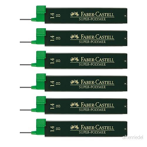 FABER CASTELL 205071 fint påfyllningsset superpolymer, 6 stycken med 12 påfyllningar vardera, 1,4 mm, hårdhetsgrad B 4005402050710