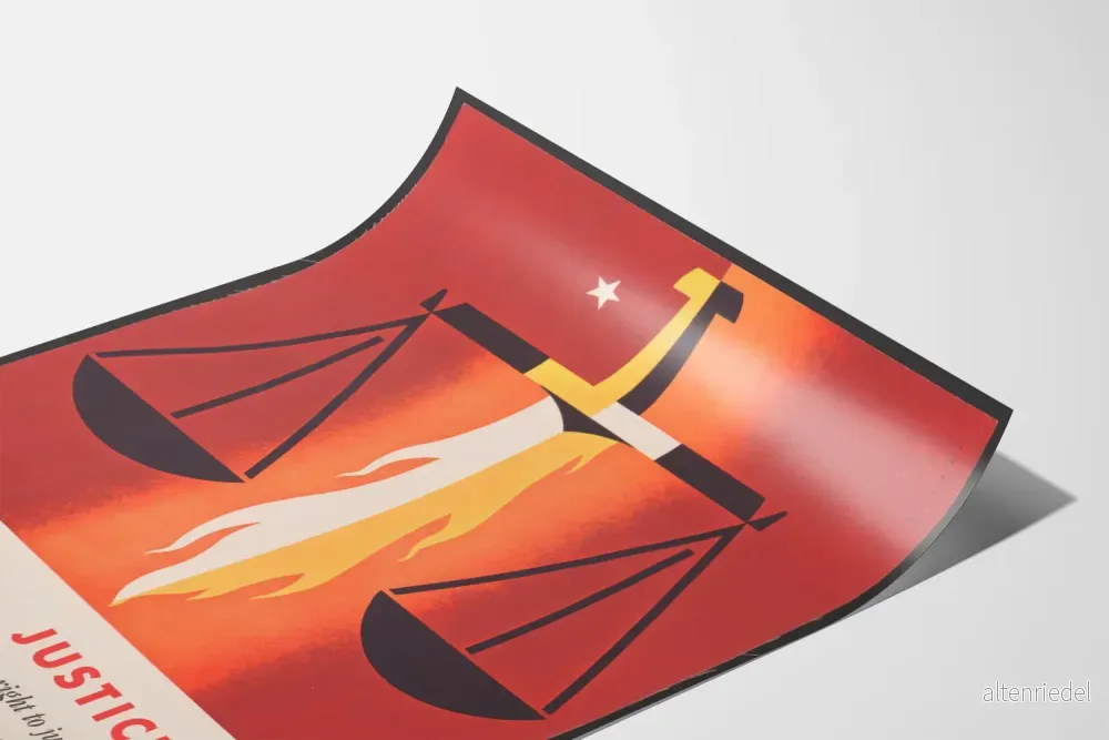 Plakat Illustration av rättvisans balans i flammor - Bild 3